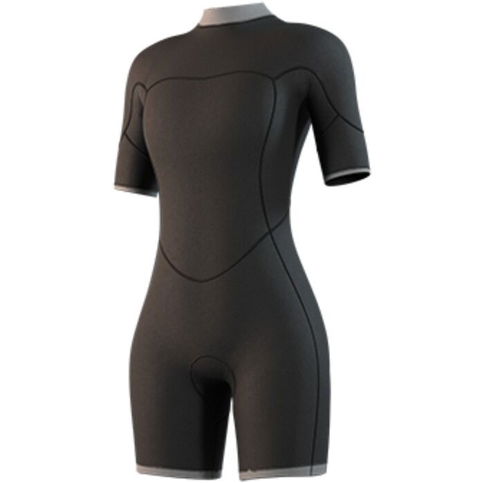 2025 Mystic Womens Brand 3/2mm Back Zip Flatlock Shorty Wetsuit 35000.250064 - Black